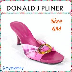 DONALD J PLINER Fuchsia Pink Tie Dye Low Kitten Heel Sandals Slides Size 6 M